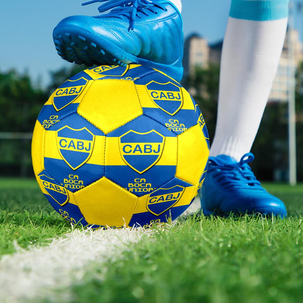 CABJ Boca Juniors Indoor Soccer Ball Colorful All Ages Size 5 Machine Stitched PVC Competition Ready Durable High-Bounce