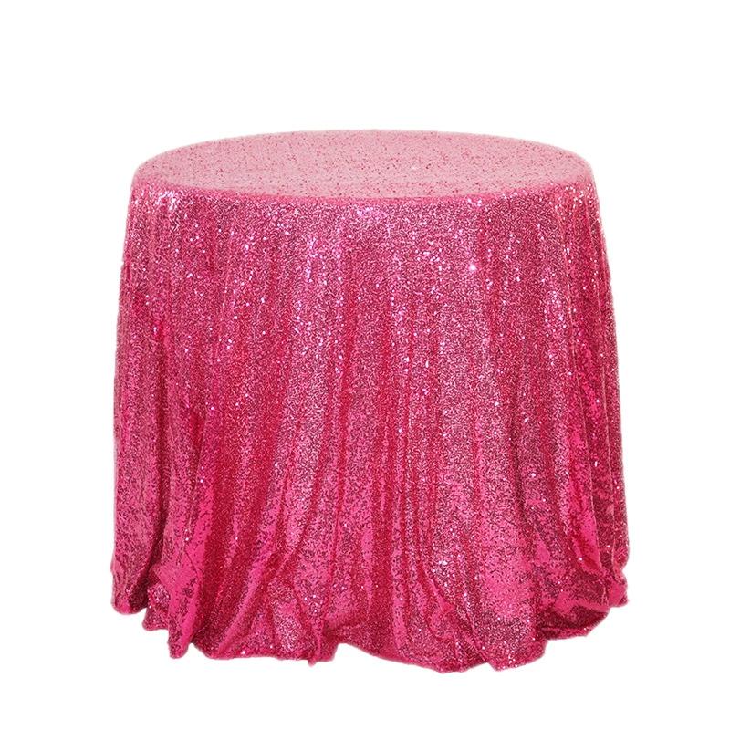 Pailletten Tafelkleed Rond Fuchsiaroze Sprankelende Tafelhoes Glitter Tafel Overlay voor Feest Diner Festival Bruiloft Beurs Tafel 60cm
