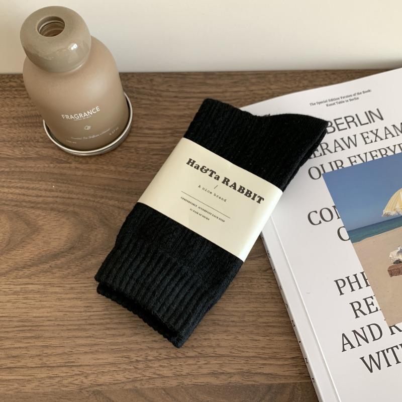 

Мужские осенне-зимние бархатные и толстые теплые однотонные повседневные гольфы 1 pair чёрный