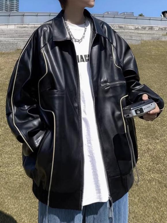 Men's Retro PU Leather Jacket - Trendy Korean Style, Street Fashion, Hip Hop Cardigan, Autumn/Winter Outerwear