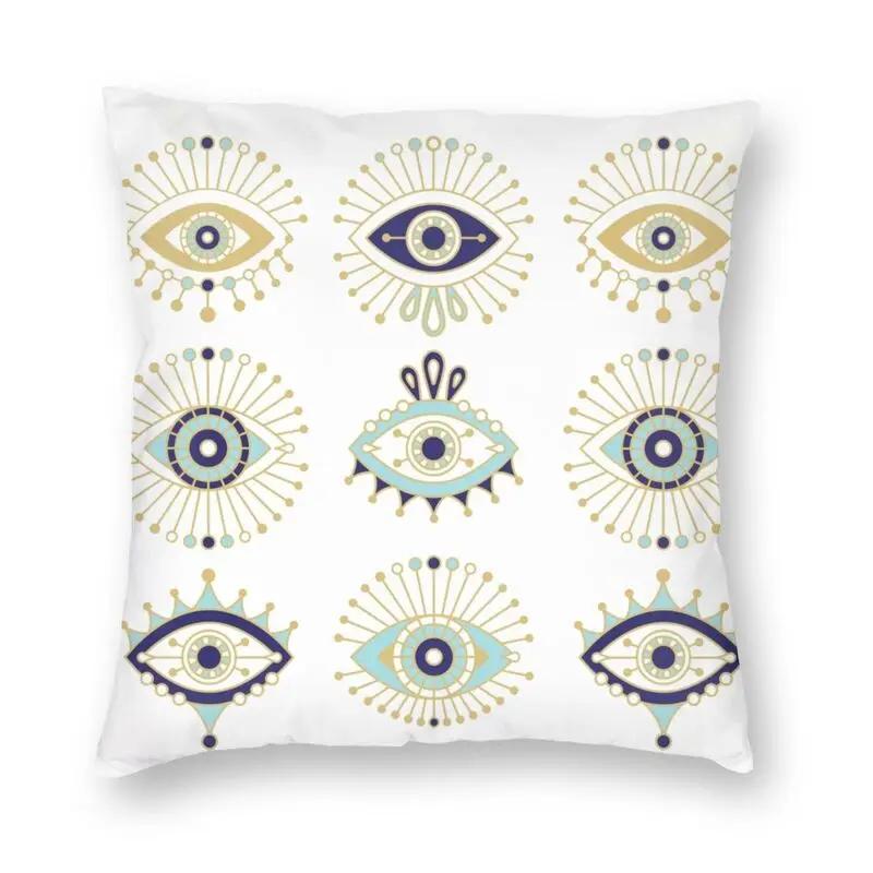 Turkish Evil Eye Cushion CoverPrint Mediterranean Amulet Throw Pillow for Sofa  Case Home Decor Decorative