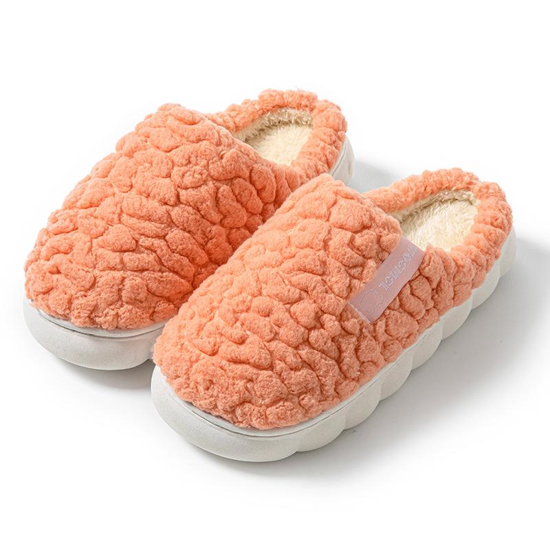 Cotton slippers female couple thickened autumn and winter indoor home home home non-slip warm confinement wool cotton shoes men