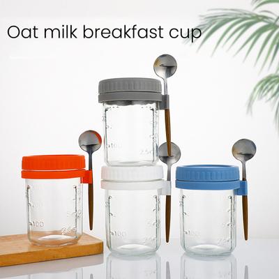 6 Stück Behälter für Übernacht-Haferflocken mit Deckeln Lebensmittelqualität BPA-frei Hitzebeständiges Glas Mason Gläser Luftdicht Auslaufsicher Übernacht-Haferflocken Gläser