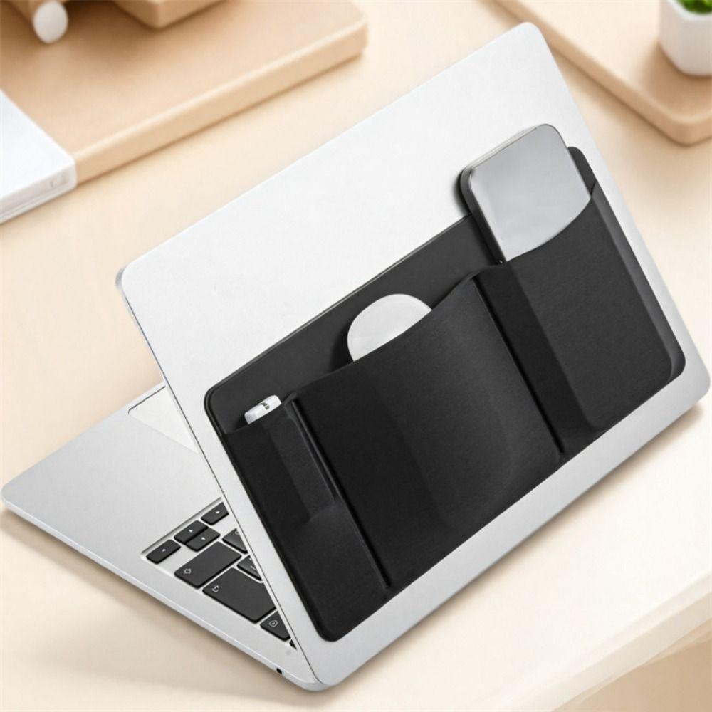 Elastic Mouse Bag Adhesive Notebooks Back Organizer USB Cable Laptop Back Storage Bag  Office