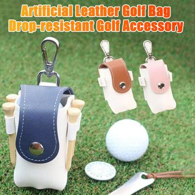 2 Pièces Sacs de Balles de Golf Faux Cuir Pochette de Protection pour Balles de Golf Extérieur Suspendu Porte-clés