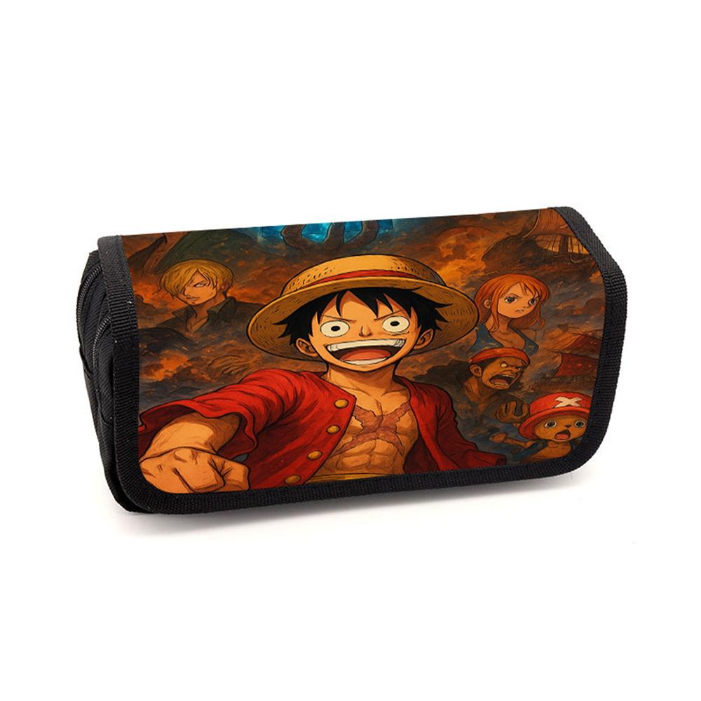 One Piece Anime Flip Pencil Case Large Capacity Multi Layer Durable Unisex Stationery Storage For Kids Boys And Girls Ages 6-10