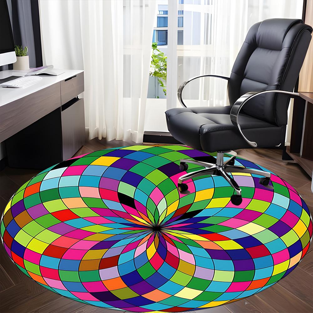 1pc Colorful Sphere Pattern Chair Carpet for Office Non-Slip, Machine Washable Rug for Office - Holiday DecorMachine Made yy251029093