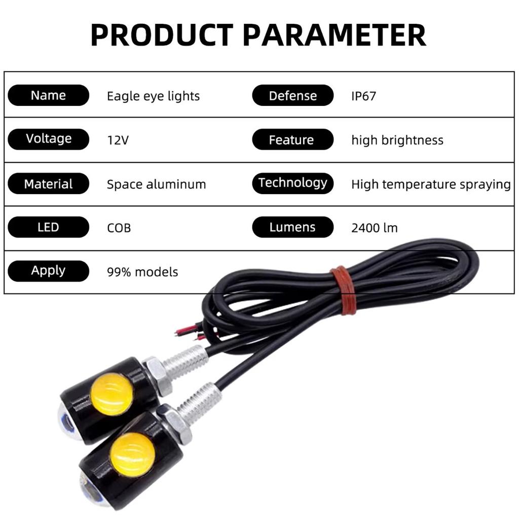 2PCS Motorcycle LED Eagle Eye Light Turn Signal Indicator Super Bright Led Motorbike Auto Rear Tail Brake Lamp Fog Driving Light