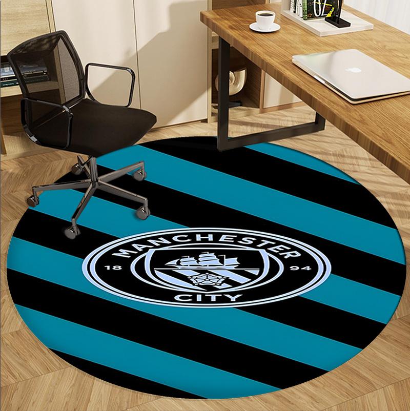 Tappeto Rotondo con Motivo Calcio Manchester FC, Tappetino Interno/Esterno, per Picnic, Sala Giochi, Camera da Letto, Ufficio, Soggiorno, Tappeto Decorazione Casa, Regalo di Compleanno