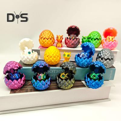 3D Printed Dragon Egg Ornament Vibrant Color Small Size Stress Relief Fidget Toy Adorable Cartoon Dragon Statue