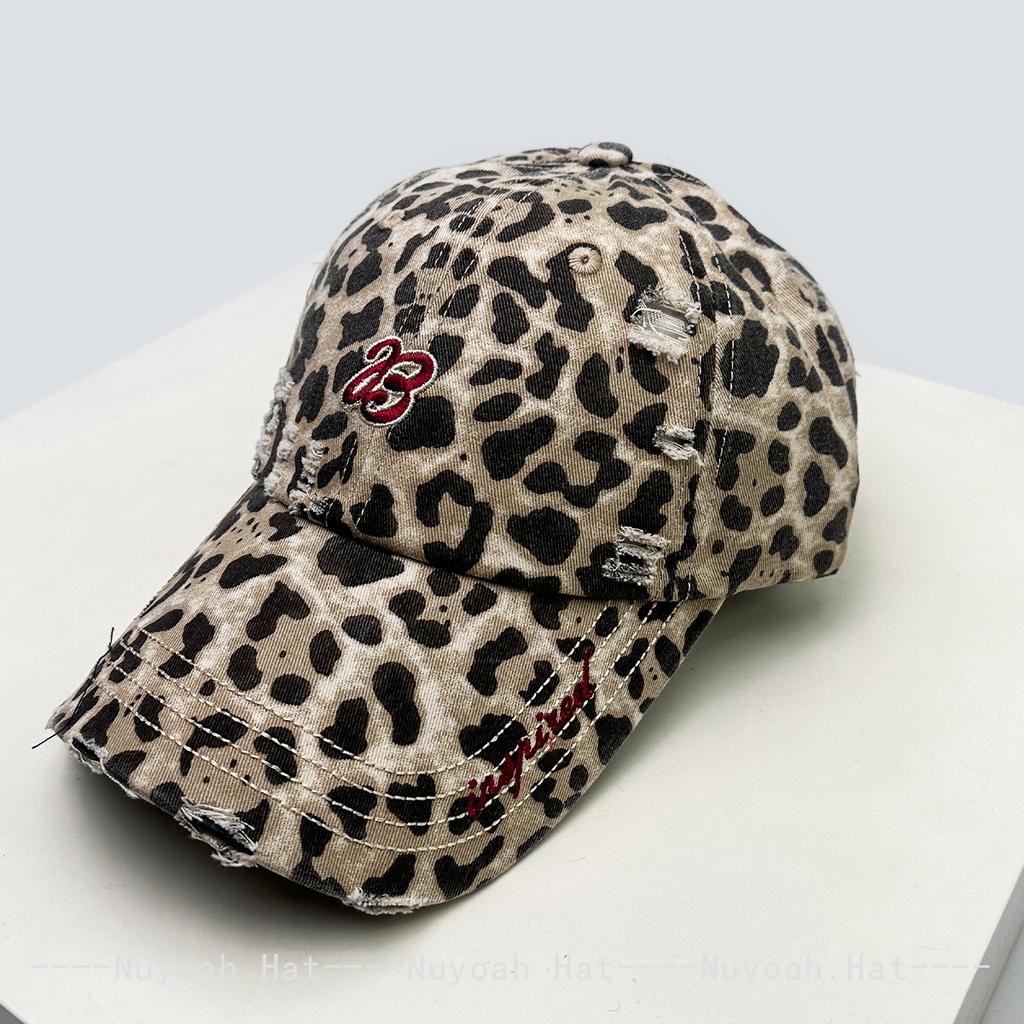 Leopard Print Embroidery Baseball Caps Sun Protection Broken Style All-Match Personalized Peaked Hats Street Style Trendy Ins Style Latest Women