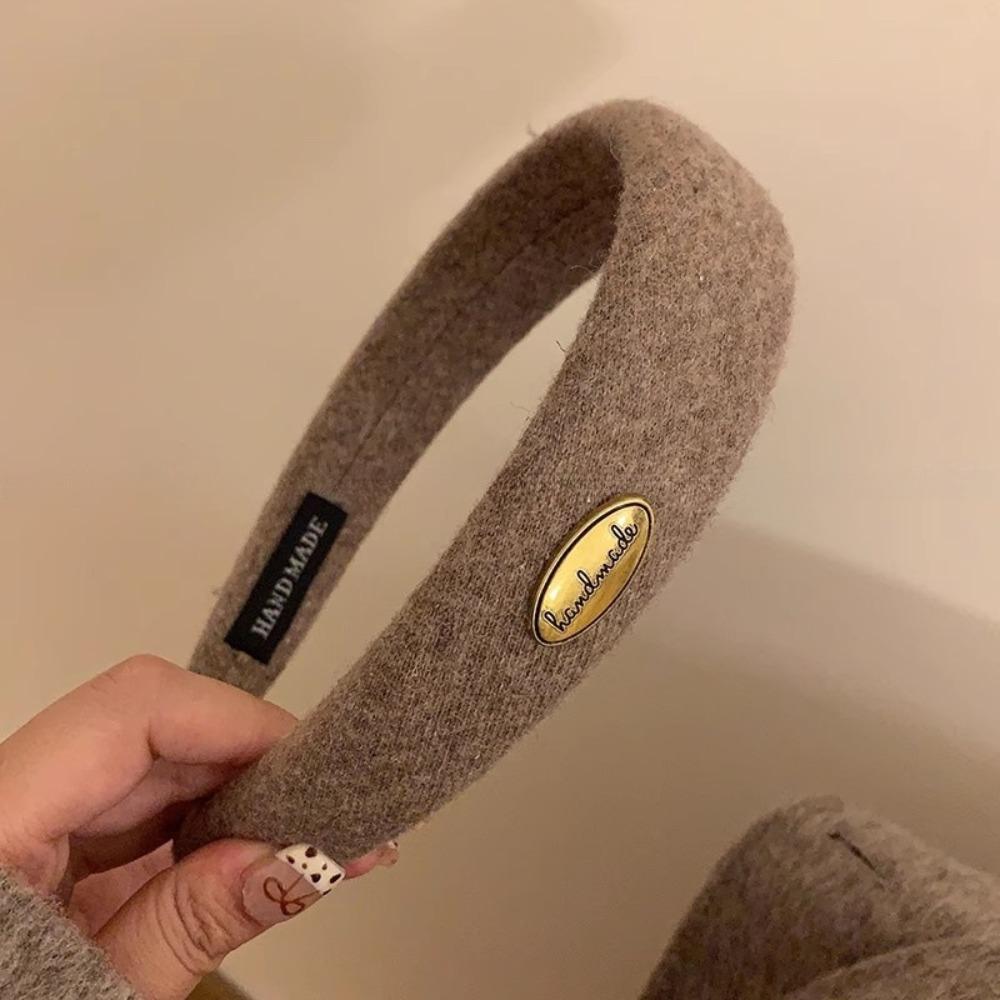 French Style Wool Felt Headband Wide Width Hair Hoops Headgear Elegant Woolen Hairband