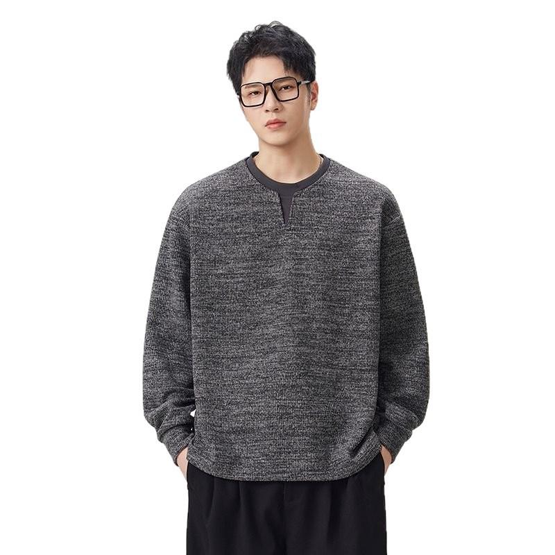 Mens Casual Plain Pullover Sweatshirt Loose Fit Round Neck Daily Wear Top