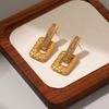 High-End Diamond Inlaid Stainless Steel Earrings for Women - Luxurious Colorfast Titanium Hoop Ear Ornaments