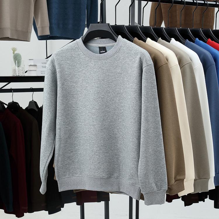 Hagis Men's Round Neck Sweatshirt Plus Velvet Thickened Long Sleeve Cotton Base Layer