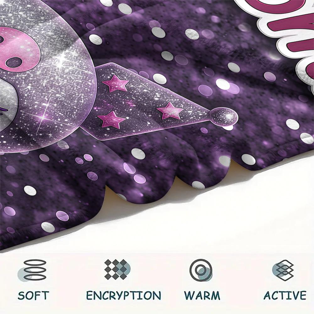 1PC Kuromi Print Flannel Blanket, High quality All Seasons, Home Decor, Warmth and Comfort, Perfect for Christmas Gifts