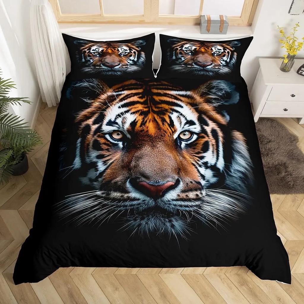 Comforter Tiger 3D Print Queen Size Wild Animals Bedding Set For Kids Teens Room Decor Animal Fur Sets