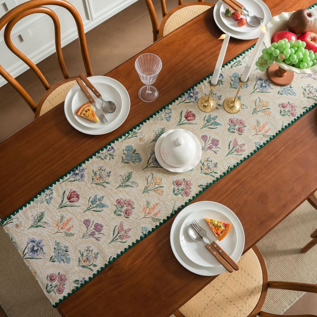 Dining Table Cotton  Linen Table Runner with Tassels