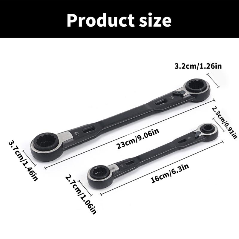 2Pcs 4 In 1 Double Ended Spanner Ratchet Wrench Hand Tool for Home Professional Outdoor Use Maintenance Accessories