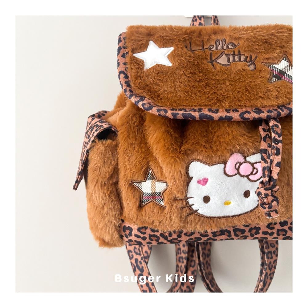 Schoolbagins new children's fluffy backpack girls fluffy cute cartoon Hello Kitty versatile baby backpack