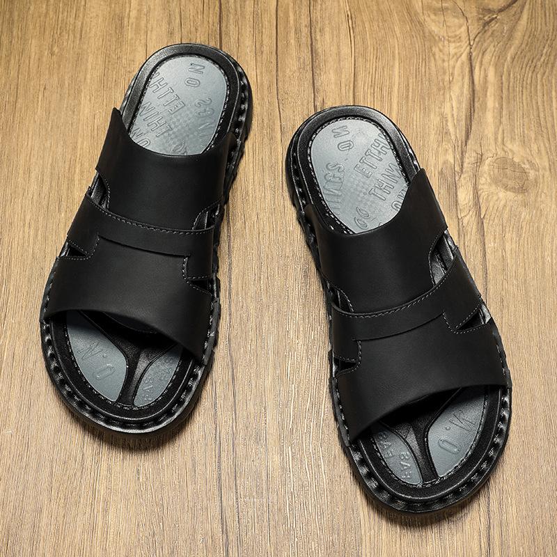 Handgefertigte Herren-Lederslipper Sommerbekleidung rutschfest schlicht einwortig Weichleder weiche Sohle Mikrofaser Herren-Slipper