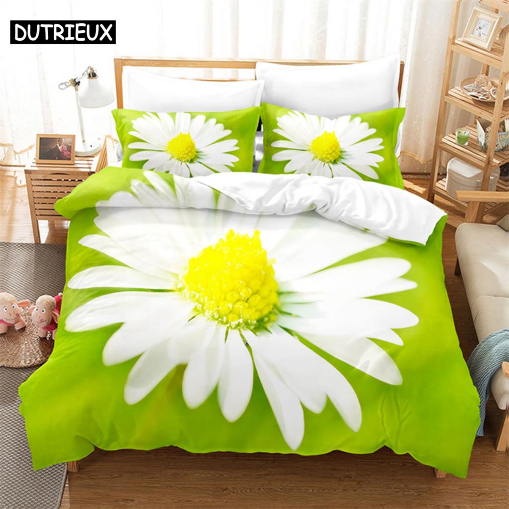 Комплект постельного белья Green Flowers Queen, пододеяльник, комплект постельного белья, комплект постельного белья, пододеяльник размера King Size, комплект постельного белья (135x200cm)&set