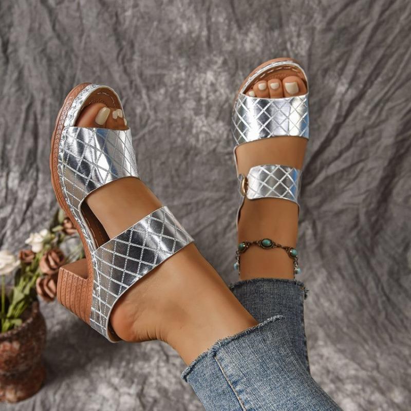 New Women's Shoes High Heels Large-sized One-strap Shoes Casual Shoes Slippers