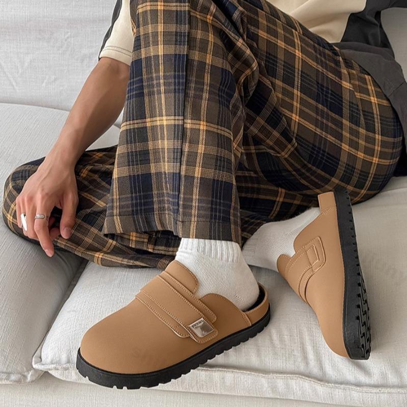 Fashion 2025 Autumn New Men's Retro Niche Design Casual Thick Soled Half Slippers Fashion Versatile Comfortable Non Slip Chunky Draggers