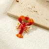 1 Piece 304 Stainless Steel Ocean Pendants 18K Gold Plated Red Enamel Lobster Charms For Jewelry Necklace Making 5.3cm x 3.2cm