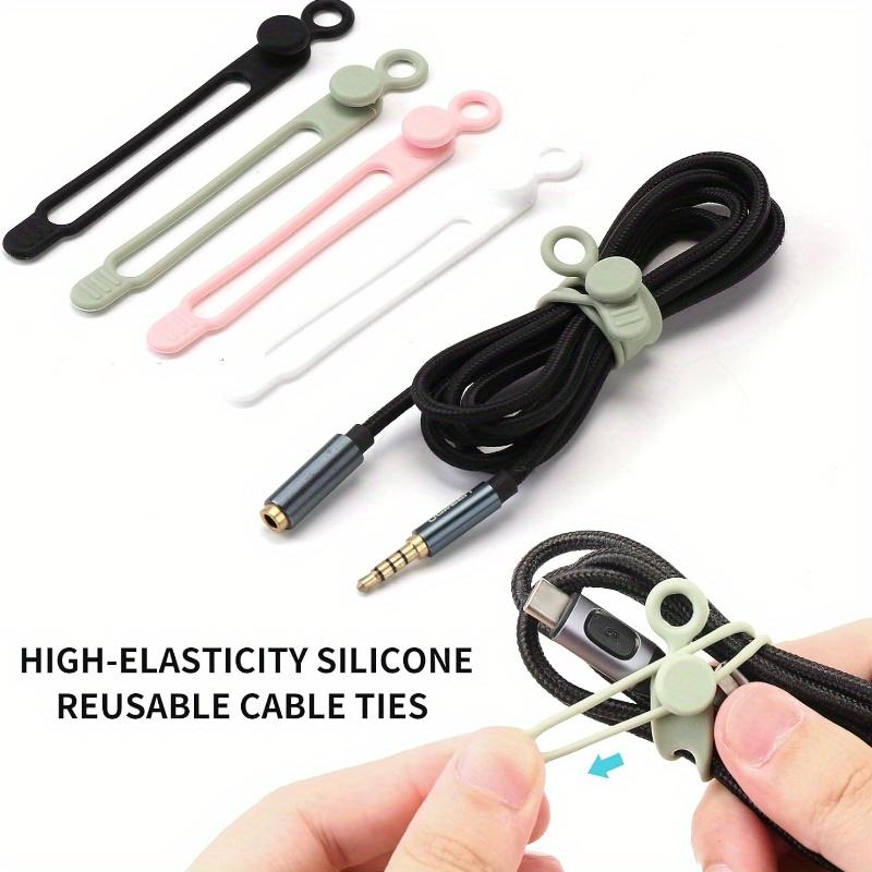 Silicone Cable Ties, Reusable Elastic Cord Organizers, Multifunctional Cable Management Straps for Bundling