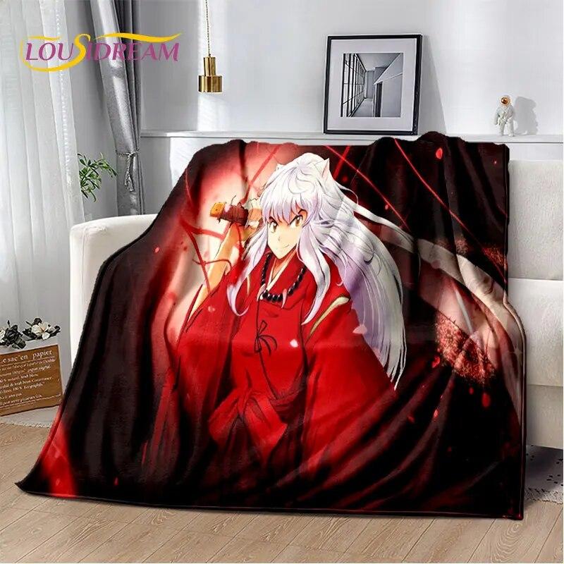 Pătură moale de pluș cu desene animate Inuyasha, pătură de flanel, pătură pentru sufragerie, dormitor, pat, canapea, husă de picnic Bettdecke