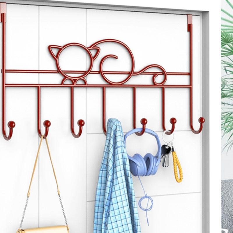 7-Hook Over Door Hanger Iron Art Bag Clothes Key Scarf Hanging Holder Bathroom Kitchen Home Back Door Organizer