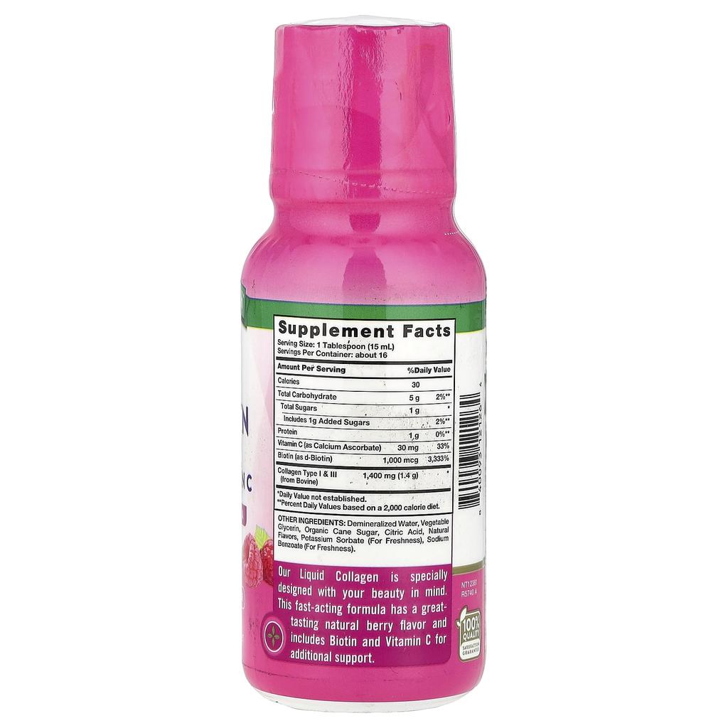 Nature'S Truth, Premium Liquid Collagen with Biotin + Vitamin C, Natural Berry, 237Ml(8Fl Oz)