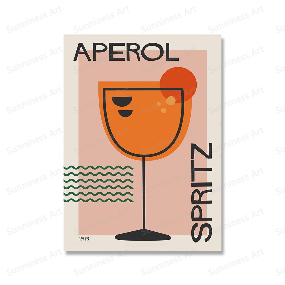 

Мультфильм ретро коктейль Aperol Мартини Джин Тоник плакаты и принты напиток кухня холст живопись клуб бар магазин домашний декор подарки 21x30cm No Framed белый