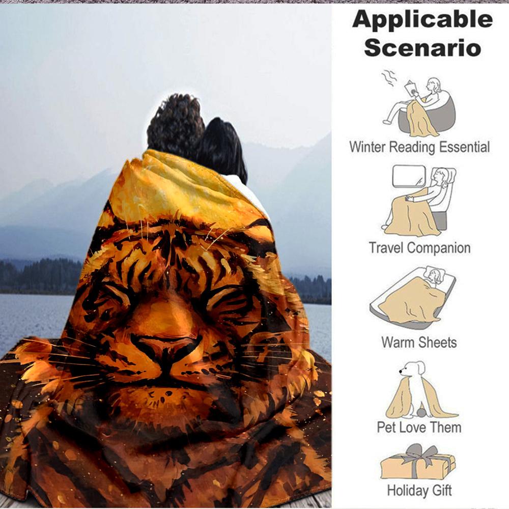 1PC Tiger Face Blanket, Throw For Sofa, Bed, Travel, Camping, Livingroom, And Bed, Printing Blanket With Soft And Warm Fabric Yy250918156