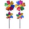 Colorful Double-Layer Six-Leaf Petal Windmill - 58cm, Eco-Friendly PVC, Perfect for Outdoor Fun.