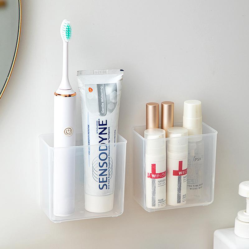 Transparent Multi-functional Wall-mounted Storage Box for Kitchen, Bathroom, or Desktop