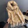 Korea Bear Head Scarf Cute Printed Tassel Fashionable Western B Style Retro Autumn and Winter Warm Shawl