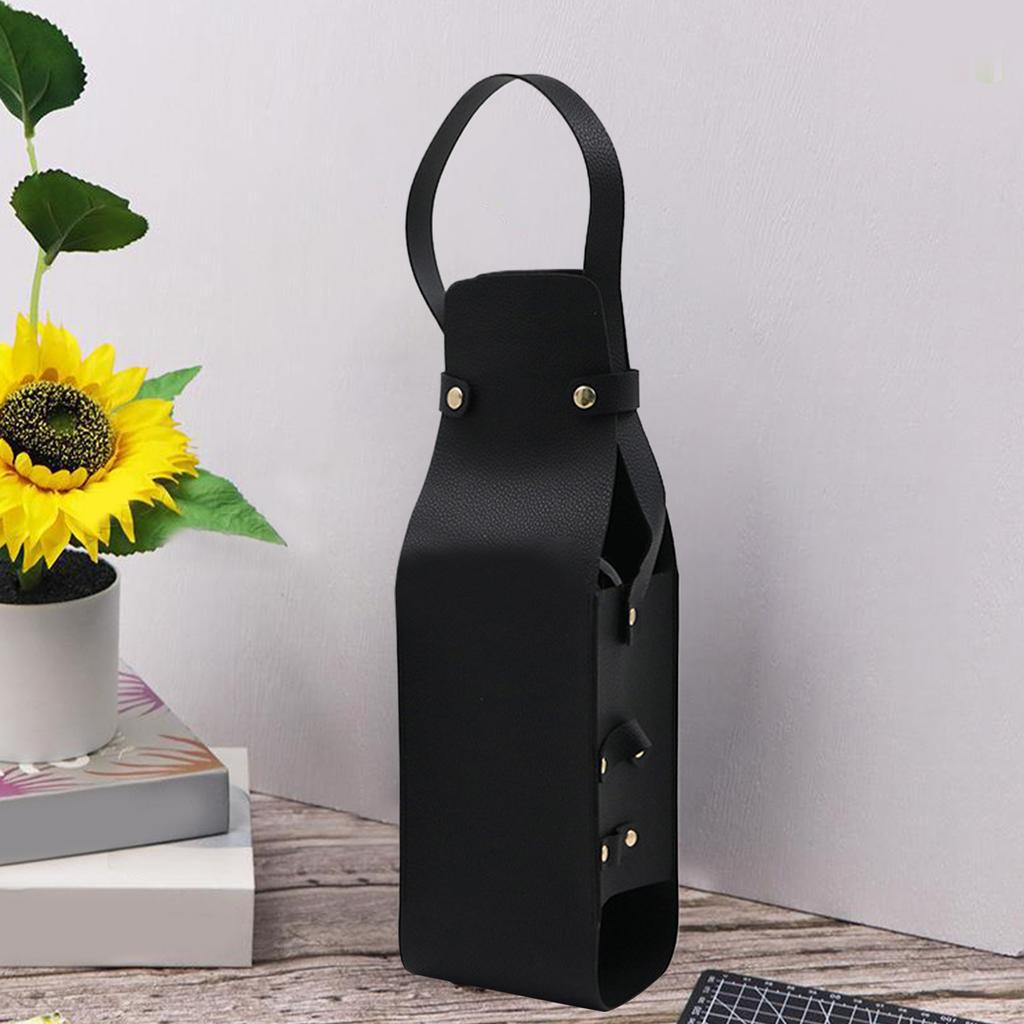 Wine Tote PU Leather Wine Holder Carrying Case Wine Carrier with Handle Liquor Bottle Carrier Carry-On Pouch Travel Wine Bag