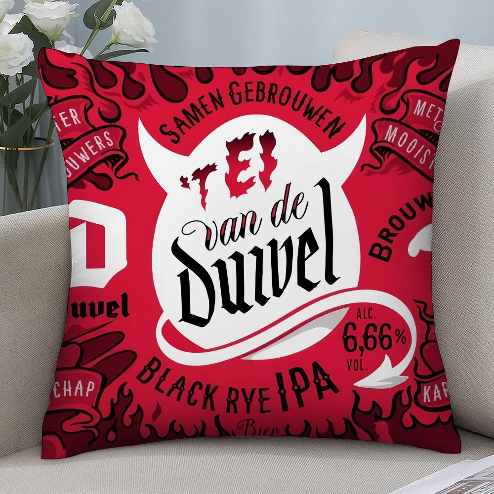 D-Duvel Beer Design Pillow Case Short Plush Pillow Covers Sofa Decorative Gift Home Double-sided Printing Cushion Cover