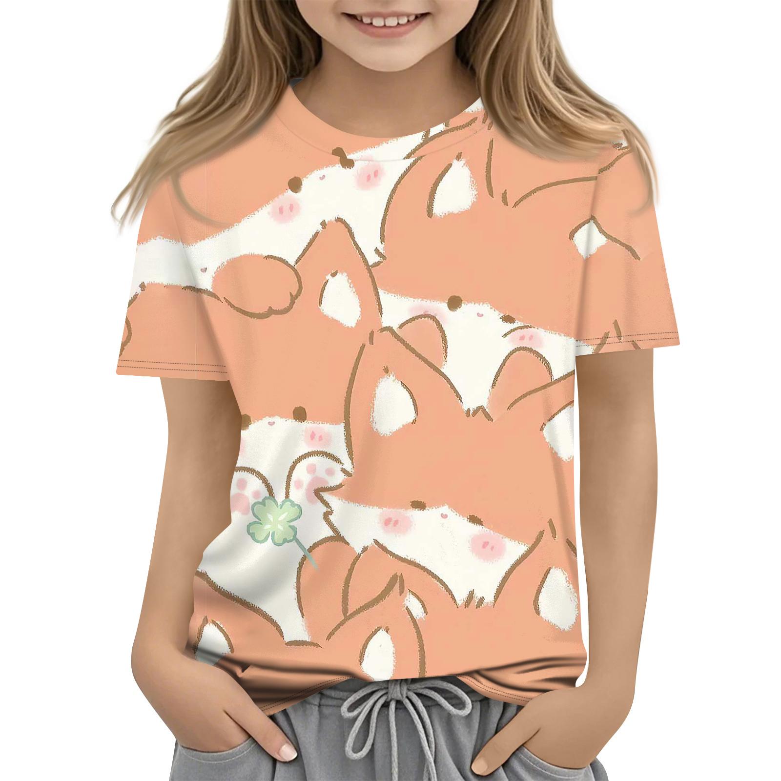Children s Printed Round Neck Short Sleeved Casual T-shirt 160