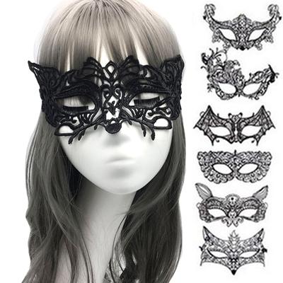 1ks Unisex gotická dutá maska ​​Černá barva Sexy krajka Masquerade Half Face Cosplay Mask