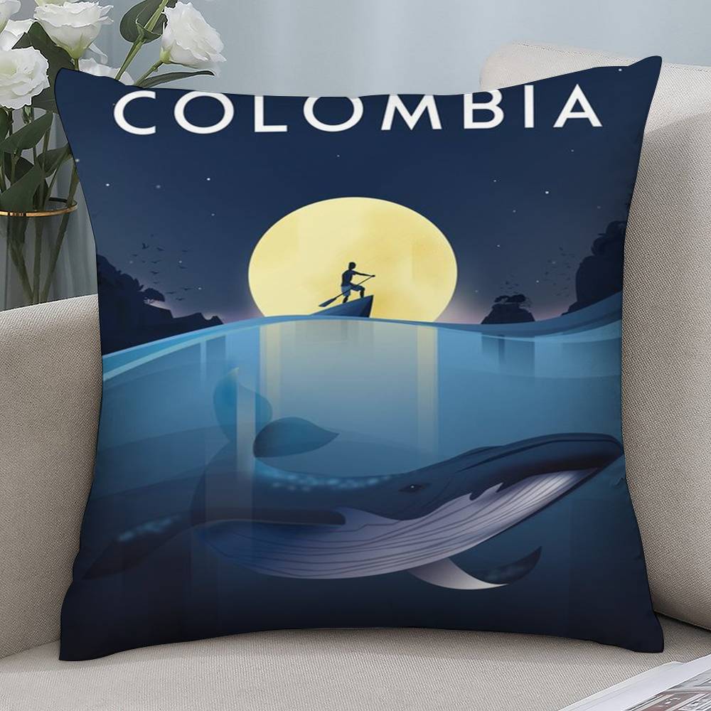 Vintage Colombia Style Pillow Case Short Plush Double-sided Print Square Throw Pillow Covers Sofa Home Cushion Decor