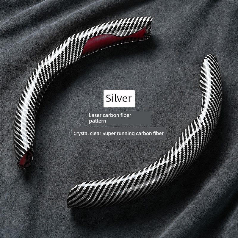 

Steering Wheel Cover Carbon Fiber Pattern Sports Anti-Slip Abrasion Resistant Trendy Ultra-Thin All Year Round Neutral Laser Carbon Fiber Handle Cover Carbon Fiber Pattern-Grey [Pair]