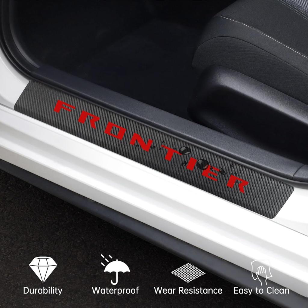 Car Door Sill Protector Compatible With Nissan Frontier Accessories, For Frontier Sill Scuff Plate Sticker Decoration