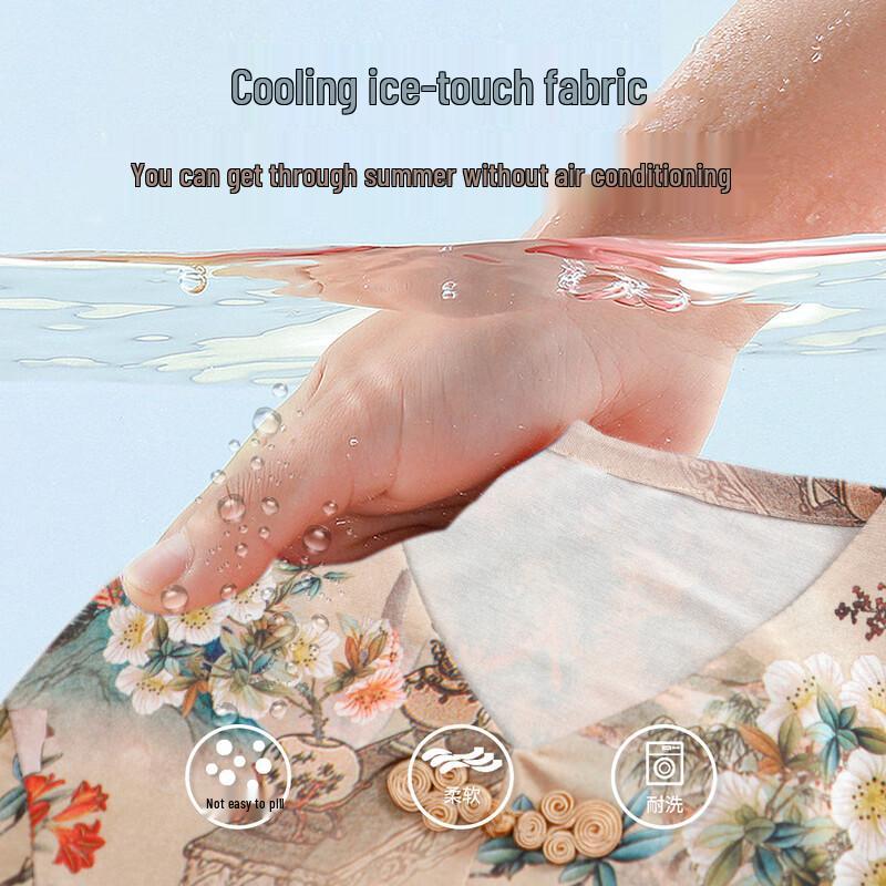 Paster Women's Chinese Style V-Neck Printed Summer Dress