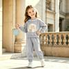 Girls' Casual Sweatshirt Set with Print and Lace Collar