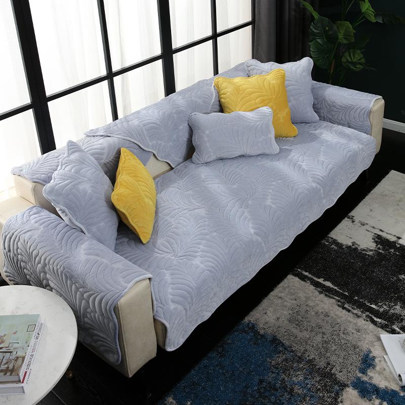 Thickening Sofa Cushion Winter Milk Fiber Cushions Seat Cushions Cover Towel Plush Sofa Cover Simple Non-Slip