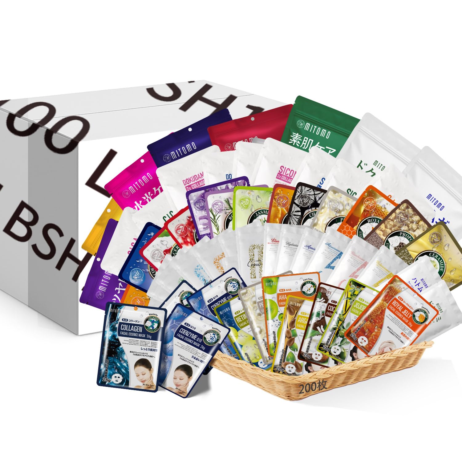 

MITOMO SKINCARE New Sensation Lucky Bag Lucky Bag Face Masks Randomly Selected from All Products 200-Piece - Moisturizing, Large-Capacity [LBSH0200-B]
