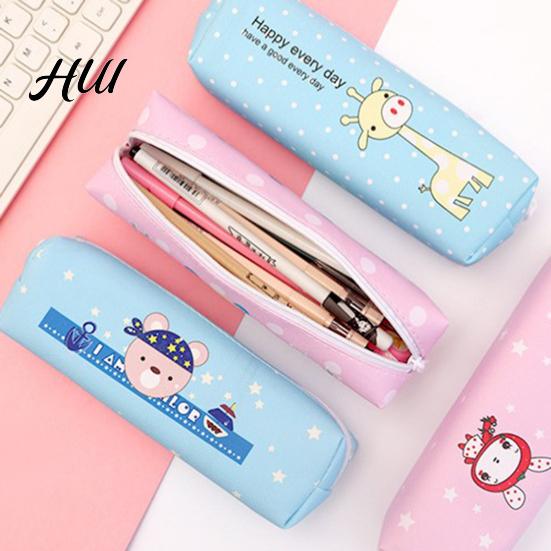 Lightweight Kids Pen Bag Cute Animal Pencil Case, Cartoon for Students, Anti-stain Holder Large Capacity Stationery Organizer School, Cylinder Zipper